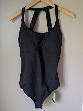 HALARA Black Strap-Back Tank Bodysuit